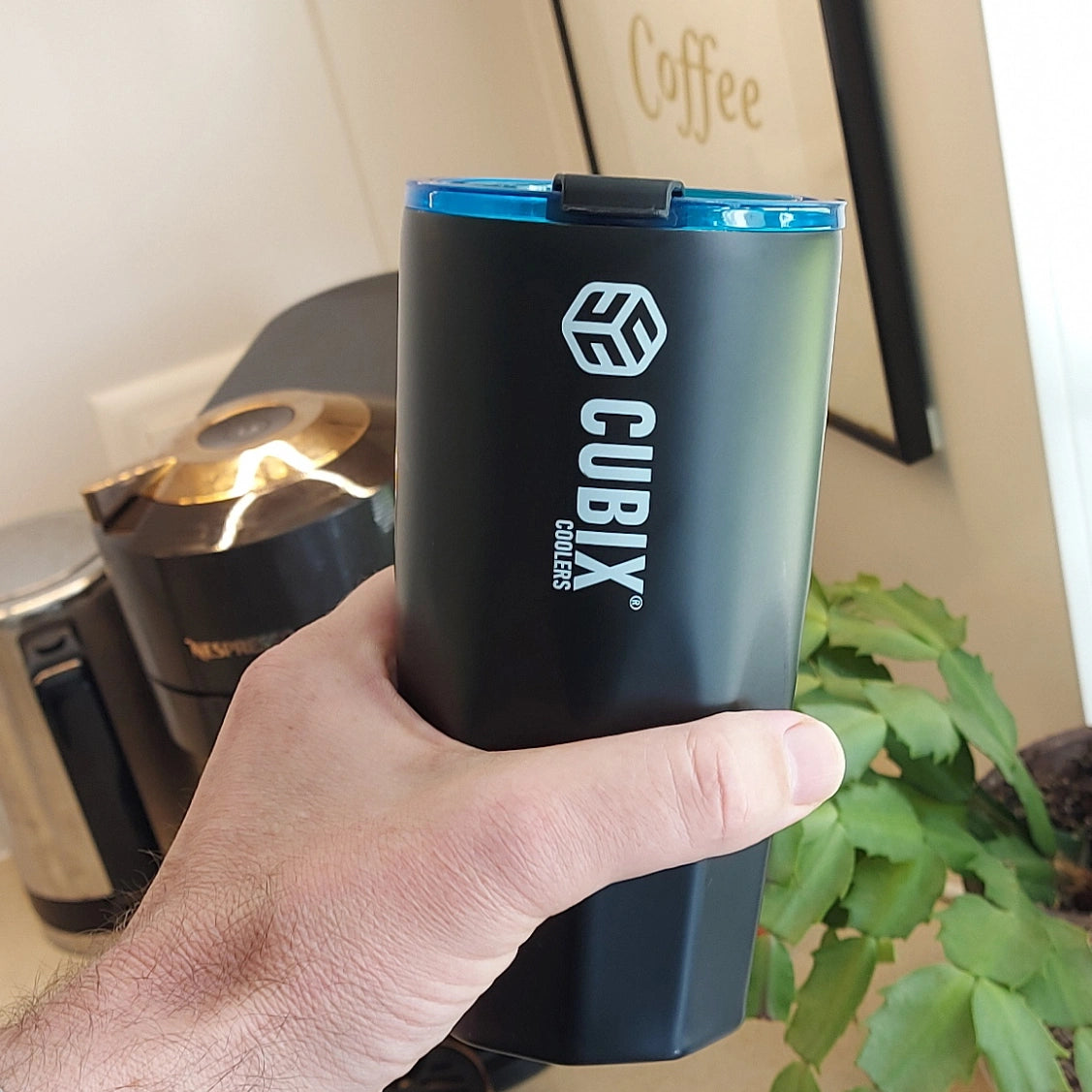 20 Ounce Tumbler - Insulated - Charcoal with Blue Lid
