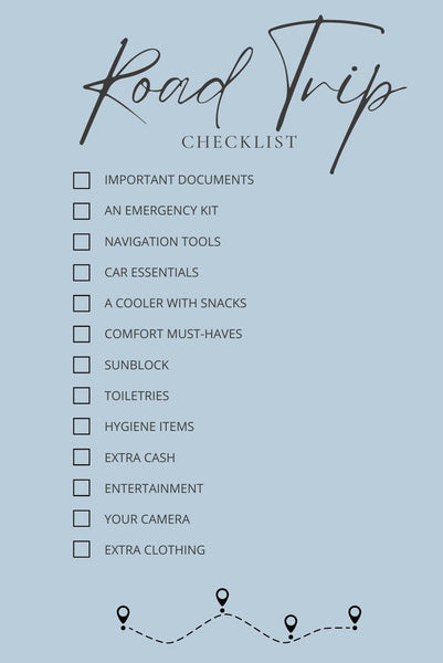 Checklist of road trip essentials