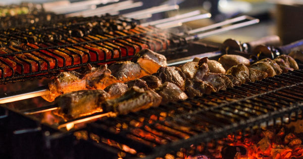 Meat on a charcoal grill
