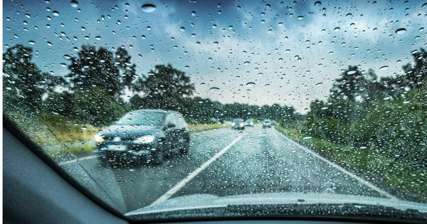 Rainy weather on a road trip]
