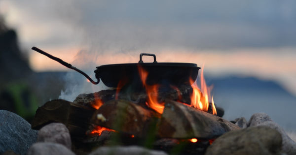 Skillet on a campfire